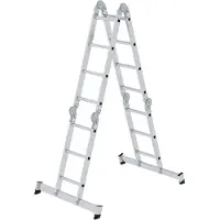 MUNK Günzburger Steigtechnik Günzburger Mehrzweckleiter Aluminium 2x3 / 2x4 Sprossen geklappt H350xB1230xT250mm - 31314