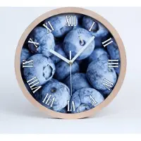 Tulup Holzuhr 30fi cm wanduhr - weiße Spitzen - Blaubeeren