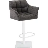 DELUKE Barhocker SIHAR - Stoff Titangrau 64x45x88 cm Weiß | Barstuhl Höhenverstellbar Mit Lehne Drehbar Tresenhocker Tresenstuhl Kneipenhocker Kneipenstuhl