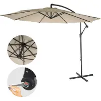 Mendler Ampelschirm Terni, Sonnenschirm Sonnenschutz, Ø 3m neigbar, Polyester/Stahl 11kg creme ohne Ständer