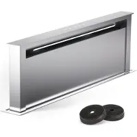 Klarstein Downdraft-Dunstabzugshaube 90cm, Versenkbare Dunstabzugshaube Abluft/Umluft für die Küche, Schmale Umluft-Abzugshaube ohne Rohr, 576m³/h Luftstrom, LED-Beleuchtung & Touch-Bedienfeld