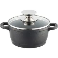 Berndes Kochtopf mit Glasdeckel 16, 20 oder 24 cm, Aluguss, schwarz - Vario Click (neue Version)