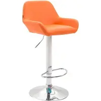 DELUKE Barhocker DUBLIN - Orange, Kunstleder, Chrom | Barhocker mit Lehne Barstuhl Tresenhocker Tresenstuhl Kneipenhocker Kneipenstuhl