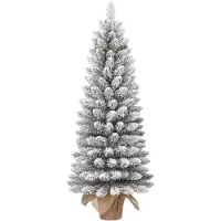 Black Box Trees Gerlos Schmaler Künstlicher Weihnachtsbaum in Jute - H120 x Ø51 cm - Grün Frosted