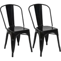 Mendler 2er-Set Stuhl MCW-A73, Bistrostuhl Stapelstuhl, Metall Industriedesign stapelbar schwarz
