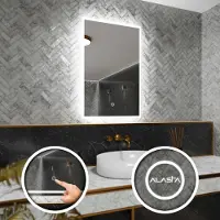 Alasta Rechteckiger Badspiegel mit LED Beleuchtung und Touch-Schalter - Boston - 70 cm,100 cm