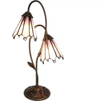 Clayre & Eef Tiffany Tischlampe 61 cm Braun Rosa Polyresin
