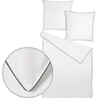 TRAUMSCHLAF Uni Bettwäsche White Collection Pipping Kissenbezug einzeln 70x90 cm dark-grey