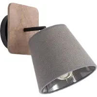Licht-Erlebnisse Wandlampe Grau Holz E27 mit Stoffschirm moderne Wohnzimmerlampe Leuchte Flur Jugendzimmer Schlafzimmer