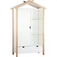 Möbilia Kleiderschrank | Haus Form | Kiefer, MDF | B 112 x T 51 x H 187 cm | weiß-natur | 12020003 | Serie SCHRANK