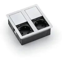 Kopp PLAZA 2 Steckdosenelement Edelstahl gebürstet - Schuko 2-fach mit Schiebedeckel / Steckdosen