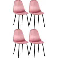 CLP 4er Set Esszimmerstühle Napier gepolstert bis 150 kg belastbar pink Material Samt