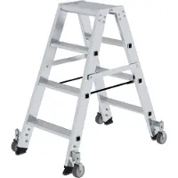 Proregal Stufen-Stehleiter beidseitig begehbar mit Rollen 2x4 Stufen