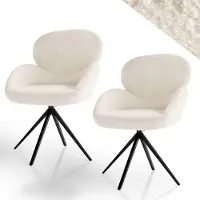 Juskys Drehstuhl Albano Bouclé Creme 2er Set