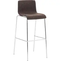 DELUKE Barhocker TENAR - Stoff Braun 43x48x100 cm Silber | Barstuhl Mit Lehne Tresenhocker Tresenstuhl Kneipenhocker Kneipenstuhl