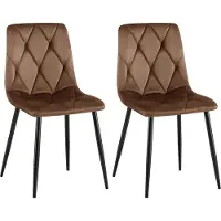 CLP 2er Set Esszimmerstuhl Clairton gepolstert mit Rückenlehne bis 150 kg belastbar braun Material Samt