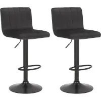 DELUKE 2er Set Barhocker NUBEL - Samt Schwarz 41x49x87 cm | Barstuhl Höhenverstellbar Mit Lehne Drehbar Tresenhocker Tresenstuhl Kneipenhocker Kneipenstuhl