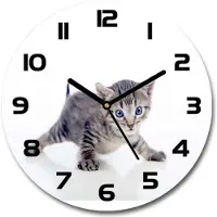 Tulup Wanduhr aus Glas 30fi Glasbild Glasuhr Gehärtetes Glas - schwarze-zeiger - Small cat