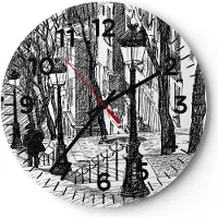 ARTTOR Wanduhr - Rund - Glasuhr - Straße Grafiken - 40x40cm - Schleichendes Uhrwerk - Lautlos - zum Aufhängen bereit - Dekoration Modern - Wanddekoration aus Glas - C4AR40x40-3568