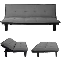 Mendler 3er-Sofa MCW-C87, Couch Schlafsofa Gästebett Bettsofa Klappsofa, Schlaffunktion 170x100cm Textil, dunkelgrau