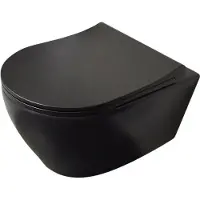 BELVIT WC Schwarz Matt Spülrandlos Wand WC mit Taharet / Bidet Funktion Softclose Deckel Toilette Hängend