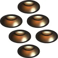 LEDVION LED Einbaustrahler 6er Set Rund Schwarz Warmweiss GU10 Fassung