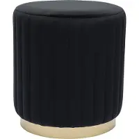 Miliboo - Runder Samt- und Metallpuff in Schwarz und Gold D40 cm DONA