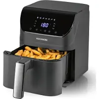 DS Produkte Rachs KOCHWERK Digitale Heißluftfritteuse 4L | Airfryer mit Touchscreen | Erinnerungsfunktion zum Wenden | Leichte Reinigung | 1400W | Anthrazit
