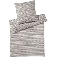 Elegante Mako-Jersey Bettwäsche-Garnitur Desire Farbe Natur-Grau Größe 155x220+80x80