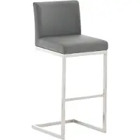 DELUKE Barhocker COBAS - Kunstleder Grau 42x48x104 cm | Barstuhl Mit Lehne Tresenhocker Tresenstuhl Kneipenhocker Kneipenstuhl