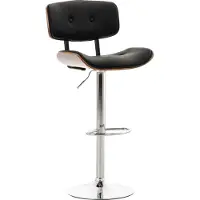 DELUKE Barhocker KAKOT - Kunstleder Walnuss/schwarz 50x56x94 cm | Barstuhl Mit Lehne Drehbar Tresenhocker Tresenstuhl Kneipenhocker Kneipenstuhl