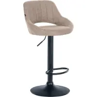 DELUKE Barhocker SEGAD - Stoff Taupe 46.5x48x85 cm Schwarz | Barstuhl Mit Lehne Tresenhocker Tresenstuhl Kneipenhocker Kneipenstuhl