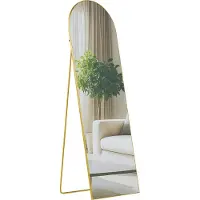 DELUKE Standspiegel MALAGA - Glas Gold glanz 50x3x150 cm | Ganzkörperspiegel Freistehender Spiegel Groß Schlafzimmer