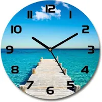 Tulup Wanduhr aus Glas 30fi Glasbild Glasuhr Gehärtetes Glas - schwarze-zeiger - Wooden pier