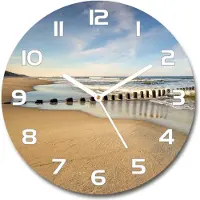 Tulup Wanduhr aus Glas 30fi Glasbild Glasuhr Gehärtetes Glas - weisse-zeiger - Beach on the Baltic