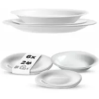 Kadax Geschirrset für 2 Personen, 6-tlg, Tafelservice mit Suppenteller, Dessertteller und Speiseteller, Essgeschirr, Geschirr Set, Tellerset (Weiß XL)