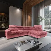 Masseno Ecksofa VELISS mit Schlaffunktion L-Form, Sofa mit Bettkasten, Wohnzimmersofa, Couch, Soffa, Bettsofa, Couchgarnitur- Rosa, TILIA 62