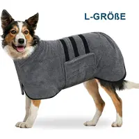 STILVORA Hundemäntel, Schnelltrocknendes Haustier Handtuch, Bademantel für Hund & Katze, super saugfähig, weich & bequem, ideal nach Bad, Regen oder Schwimmen, L