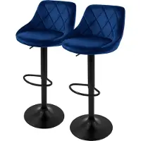 ML-Design | Set mit 2 Barhockern Holly aus Samt Blauw Fluweel 37x106x47 cm | NADUVI