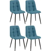 CLP 4er Set Esszimmerstuhl Tilde gepolstert mit Rückenlehne bis 150 kg belastbar blau Material Stoff