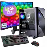 GameMax Gaming PC Striker Komplett SET Ryzen 7 5700X 32GB RAM 1TB SSD RTX 5060 Windows 11 + MSI MAG 32C6 Monitor Curved 80cm (32") + Zubehör
