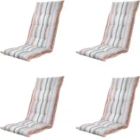 Madison - Gartenstuhlkissen Hohe Rückenlehne Righe salmone - Ca. 123x50 cm - 4er-Set