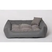 Mayaadi Home Hundebett Gestepptes Kunstleder Grau Gr. XXXL - 130x110 cm Hundekissen Hundesofa Hundekorb Katzenkorb Bett Katzenbett
