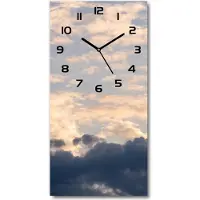 Tulup Wanduhr aus Glas – 30x60 cm - Glasbild - Glasuhr - Gehärtetes Glas -Wolken im Himmel