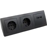 McPower Steckdosenblock Flair anthrazit 2-fach Schutzkontakt + 2x USB