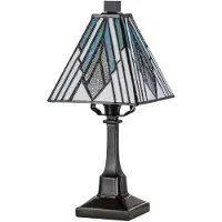 Licht-Erlebnisse Tischleuchte Metall Glas 32,3 cm hoch in Bronze Antik Mehrfarbig E14 Tiffany Stil Tischlampe