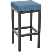 DELUKE Barhocker KIEL - Blau, Stoff, Stahl, 80cm Höhe | Barhocker ohne Lehne Barstuhl Tresenhocker Tresenstuhl Kneipenhocker Kneipenstuhl