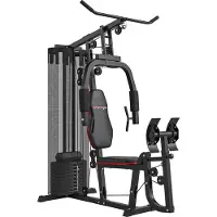 SPORTNOW Kraftstation, Multifunktionale Fitnessstation mit Beinpresse, Schwarz