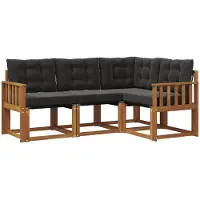 vidaXL Outdoor-Sofagarnitur 4 stk. Natürlich und Schwarz