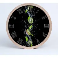 Tulup Holzuhr 25fi cm wanduhr - schwarze Spitzen - Kiwi und Wasser